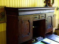 antique desk in old train station