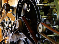 pulley system on an early machine loom