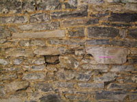 settler's cabin vintage stone wall